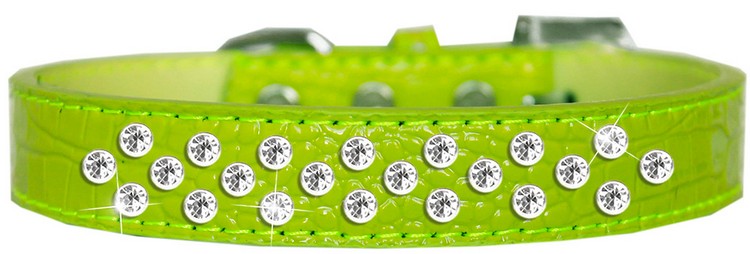 Sprinkles Clear Jewel Croc Dog Collar Lime Green Size 20